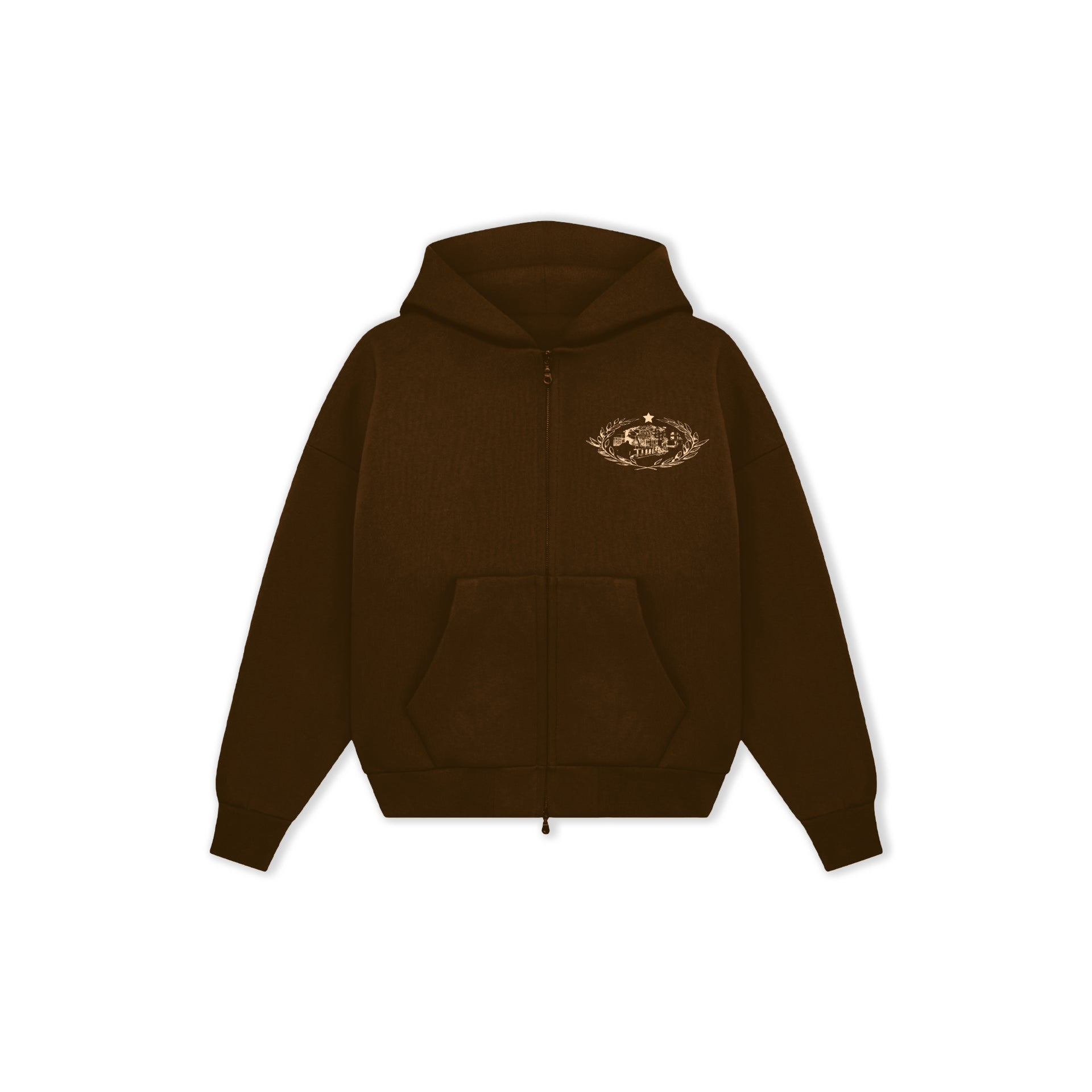 FOCUS ZIP UP HOODIE  [BROWN]